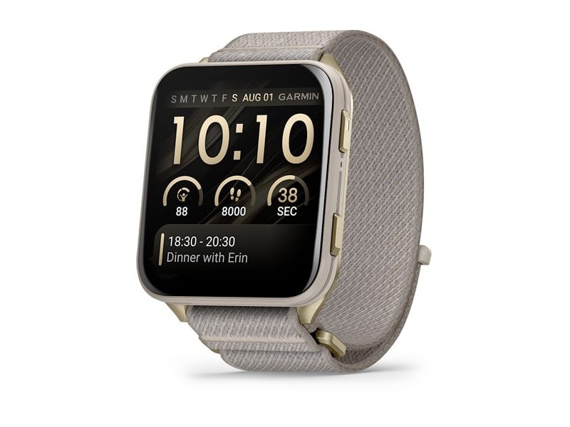 Garmin Venu X1 Soft Gold titán tok, French Gray ComfortFit szíj