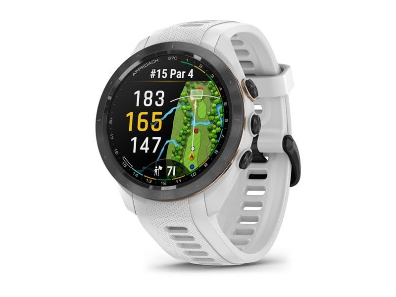 Garmin Approach S70 (42mm) fekete kerámia, fehér szilikonszíj