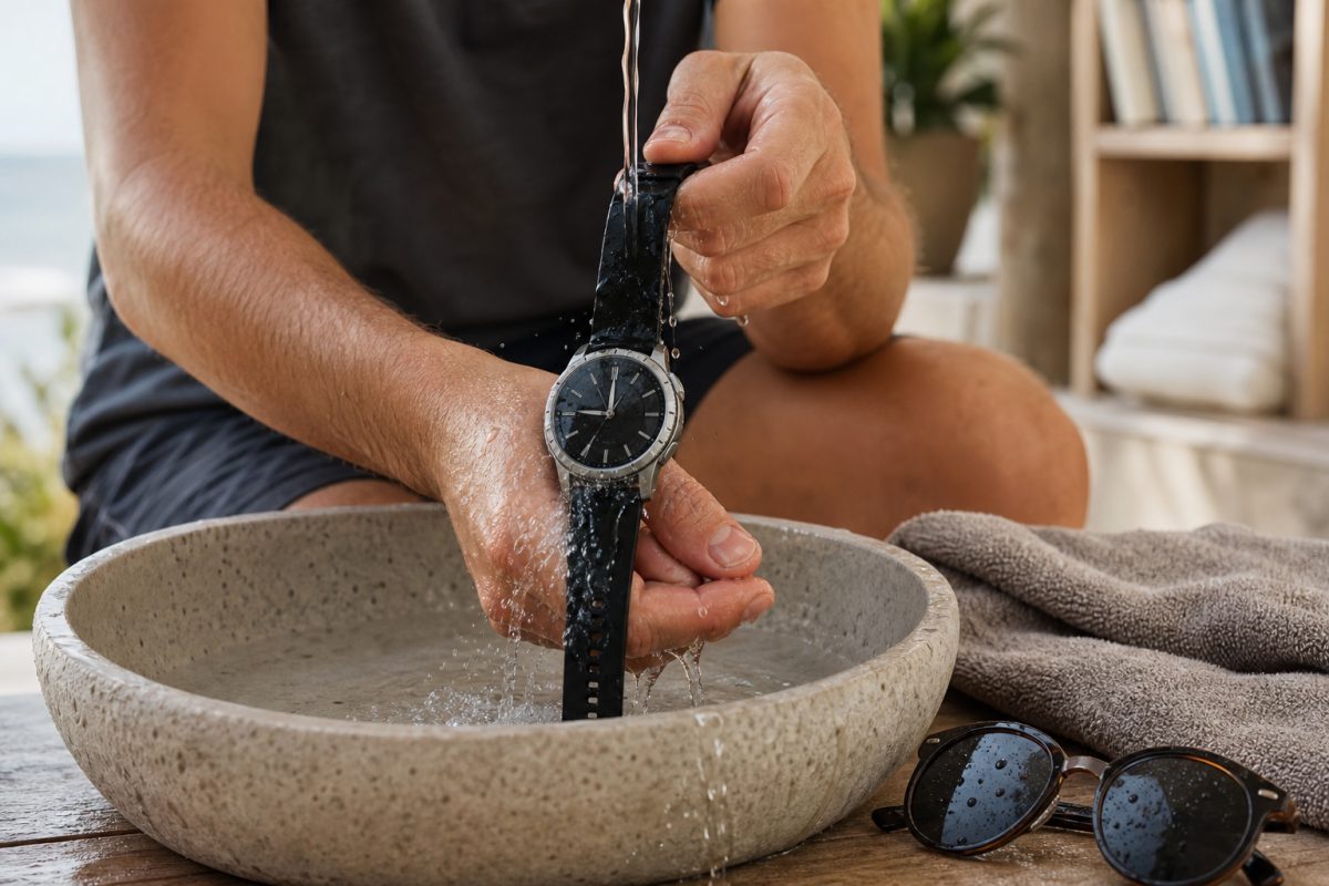 Seiko sportóra jellegű karóra öblítése strandolás után
