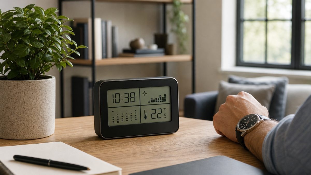 Digitális asztali óra hőmérővel és dátummal